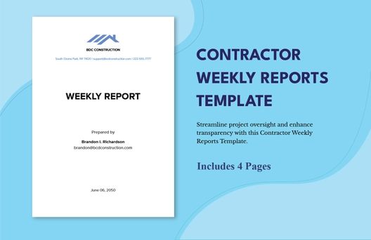 Contractor Weekly Reports Template Contractor Weekly Reports Template