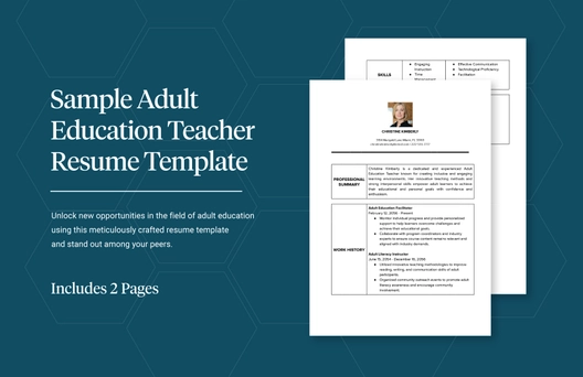 Sample Adult Education Teacher Resume Template