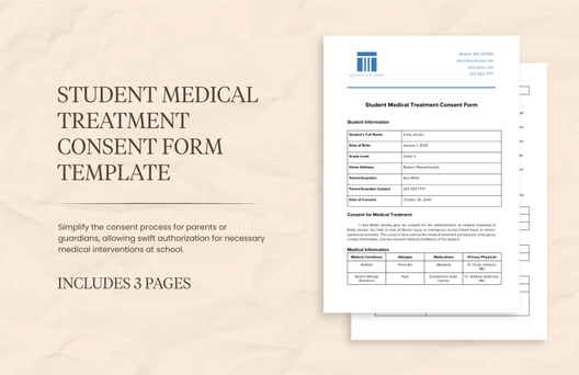 Student Medical Treatment Consent Form Template