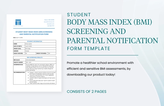 Student Body Mass Index (BMI) Screening and Parental Notification Form Template Student Body Mass Index (BMI) Screening and Parental Notification Form Template