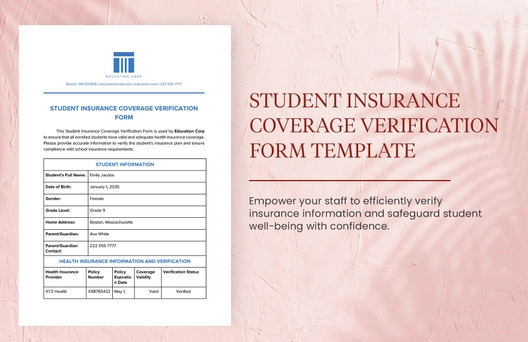 Student Insurance Coverage Verification Form Template