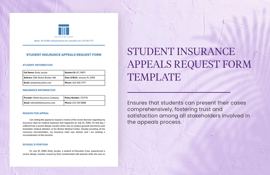 Student Insurance Appeals Request Form Template