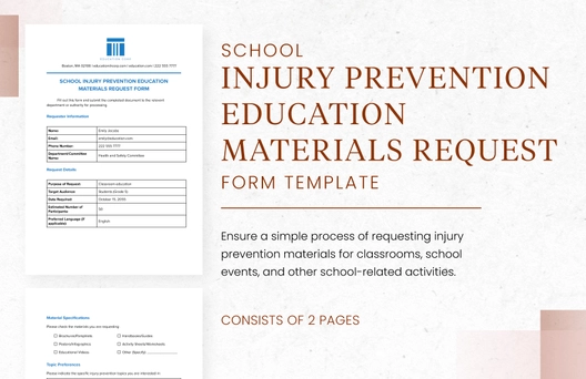 School Injury Prevention Education Materials Request Form Template School Injury Prevention Education Materials Request Form Template