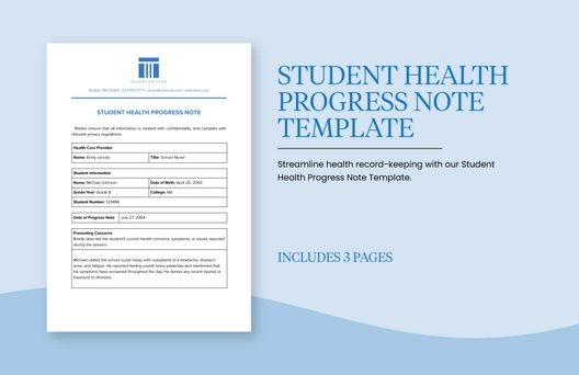 Student Health Progress Note Template