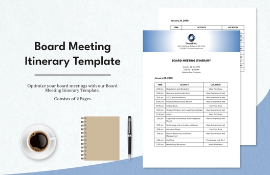 Board Meeting Itinerary Template
