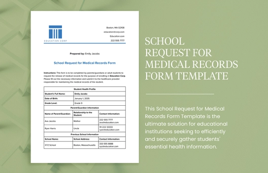 School Request for Medical Records Form Template School Request for Medical Records Form Template