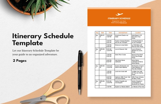 Itinerary Schedule Template