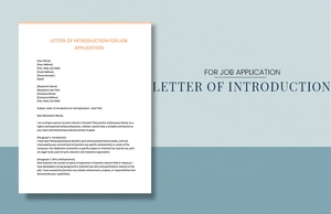 Letter Of Introduction For Job Application