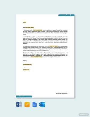 Job Application Letter for Summer Internship