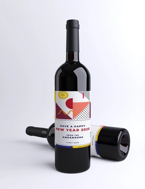 New Year Wine Label Template