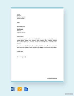 Fund Transfer Letter to Bank Manager