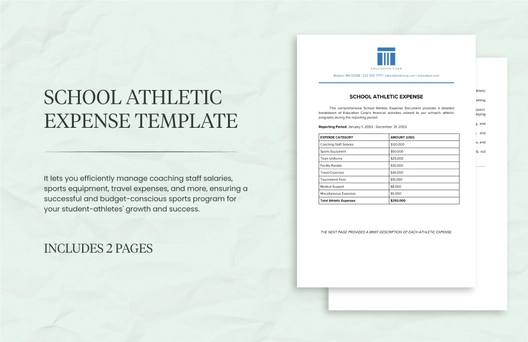 School Athletic Expense Template