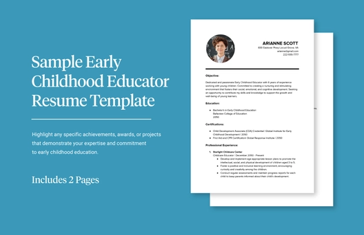 Sample Early Childhood Educator Resume Template