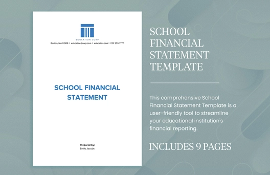 School Financial Statement Template
