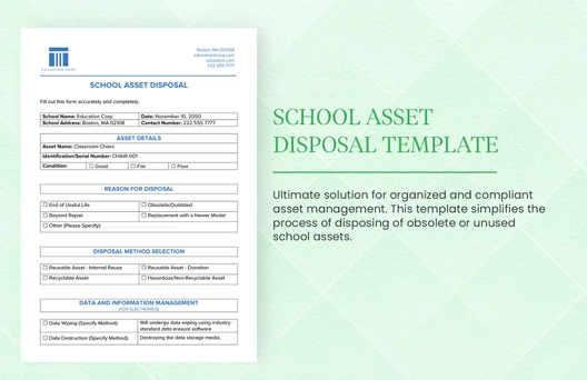 School Asset Disposal Template
