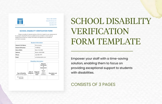 School Disability Verification Form Template