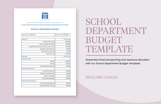 School Department Budget Template