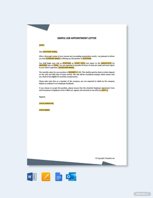 Simple Job Appointment Letter