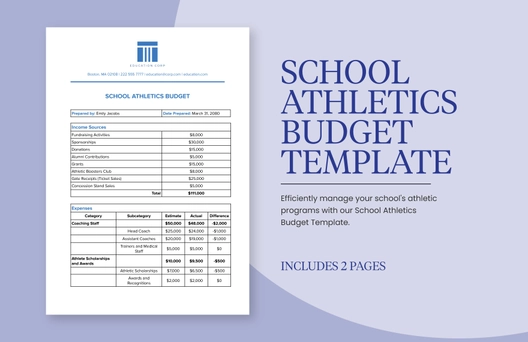 School Athletics Budget Template