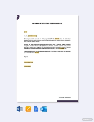 Outdoor Advertising Proposal Letter Outdoor Advertising Proposal Letter