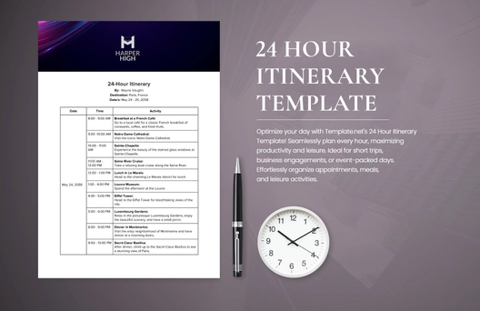 24 Hour Itinerary Template