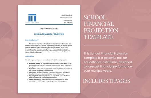 School Financial Projection Template School Financial Projection Template