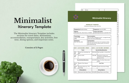 Minimalist Itinerary Template