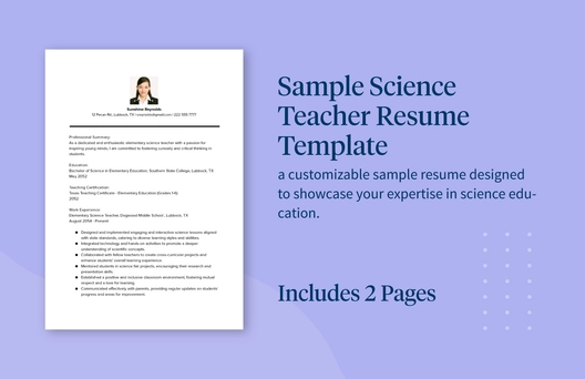 Sample Science Teacher Resume Template