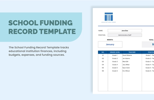 School Funding Record Template