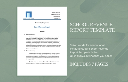School Revenue Report Template School Revenue Report Template