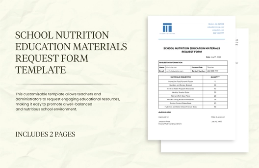 School Nutrition Education Materials Request Form Template School Nutrition Education Materials Request Form Template