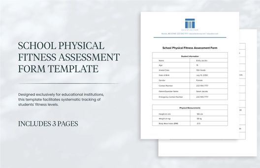 School Physical Fitness Assessment Form Template