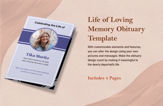 Life of Loving Memory Obituary Template