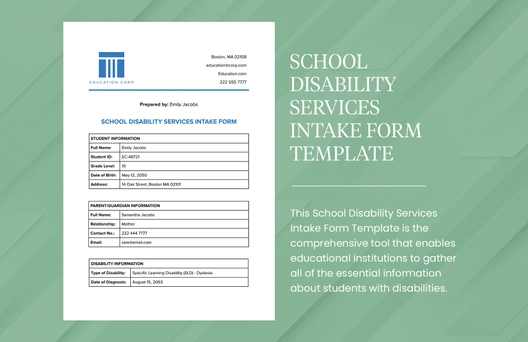School Disability Services Intake Form Template School Disability Services Intake Form Template