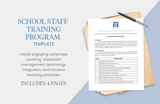 School Staff Training Program Template School Staff Training Program Template