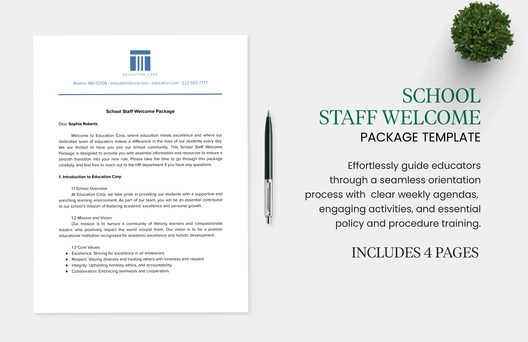 School Staff Welcome Package Template