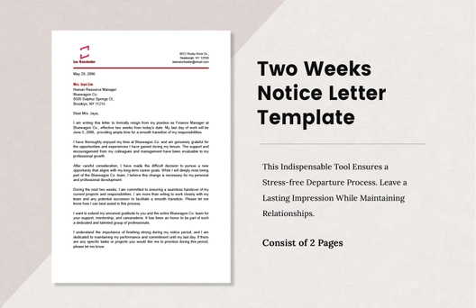 Two Weeks Notice Letter