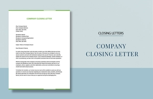 Company Closing Letter Company Closing Letter