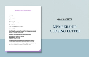 Membership Closing Letter
