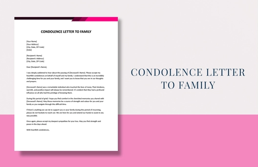 Condolence Letter To Family