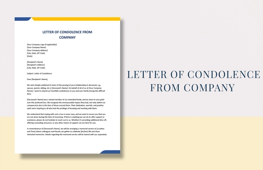 Letter Of Condolence From Company