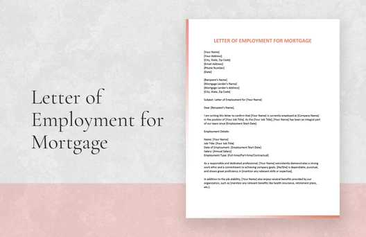 Letter of Employment for Mortgage Letter of Employment for Mortgage