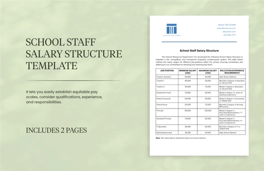 School Staff Salary Structure Template School Staff Salary Structure Template