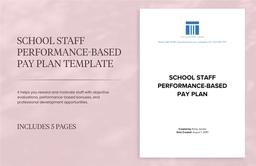 School Staff Performance-Based Pay Plan Template