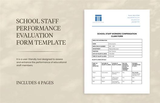 School Staff Performance Evaluation Form Template School Staff Performance Evaluation Form Template