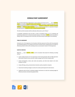 Consultant Agreement Template Consultant Agreement Template