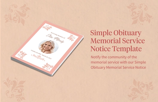 Simple Obituary Memorial Service Notice Template