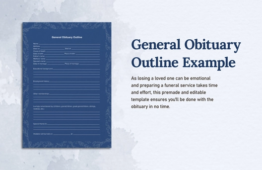 General Obituary Outline Example
