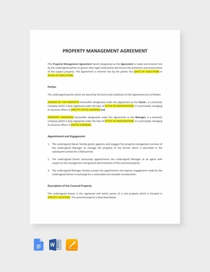 Property Management Agreement Template