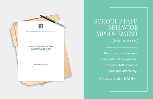 School Staff Behavior Improvement Plan Template